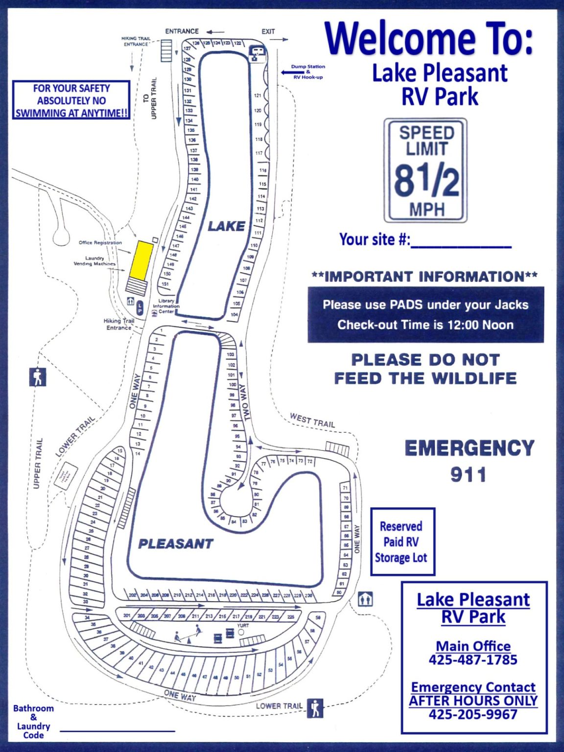 Park Map of Lake Pleasant RV Park RV Camping in Bothell WA